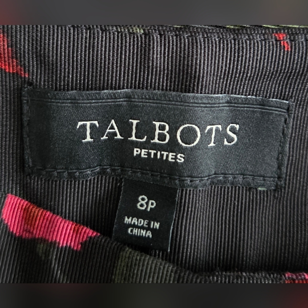 Talbots Heritage Petite Pants with Red Floral Print Size 8P Like New - Picture 10 of 11
